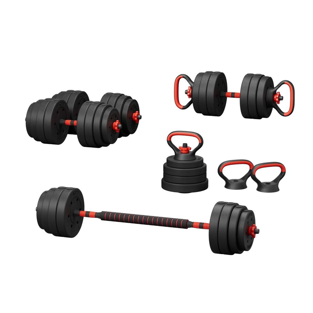 Everfit 40kg Adjustable Dumbbells Set Kettle Bell Weight Plates Barbells Gym - FREE POSTAGE