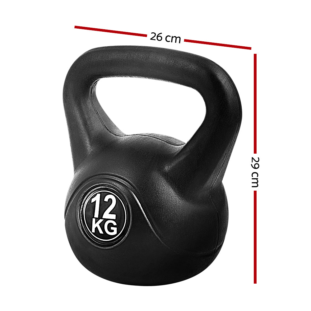 12kg Kettlebell Set Weight Lifting Bench Dumbbells Kettle Bell Gym Home - FREE POSTAGE