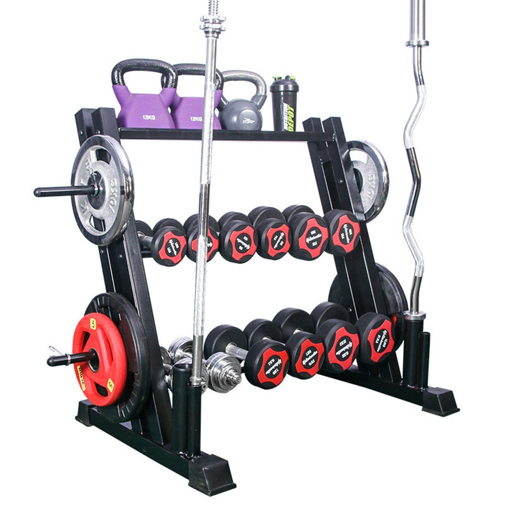 3-Tier Weights and Barbell Storage Rack Barbell Dumbbell Kettlebell Weight Plate - FREE POSTAGE