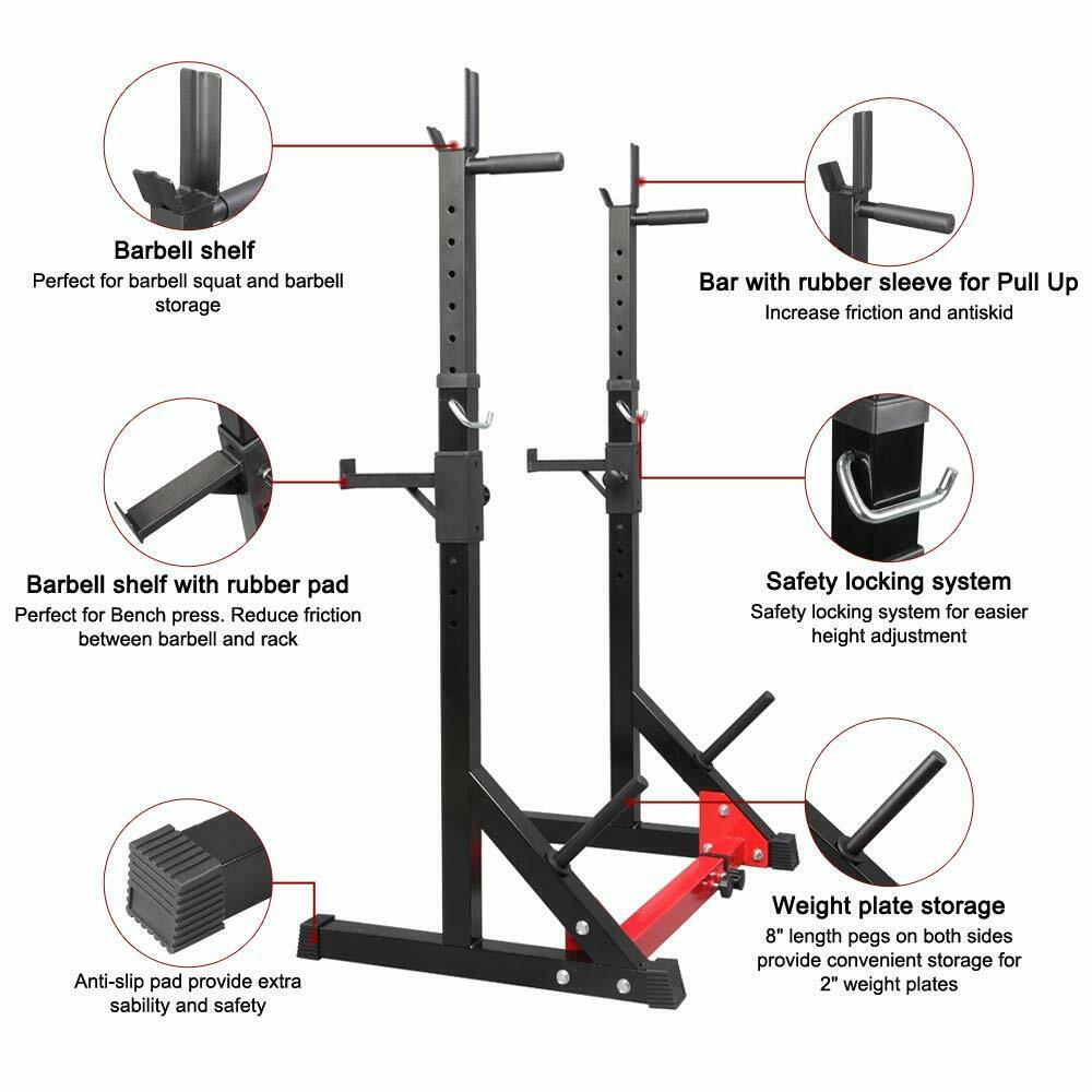 Squat Barbell Pair Rack Bench Home Gym Weight Fitness Lifting Stand - FREE POSTAGE