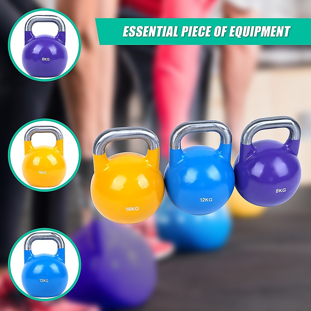 8KG, 12KG, 16KG Pro-Grade Steel KettleBell Set - FREE POSTAGE