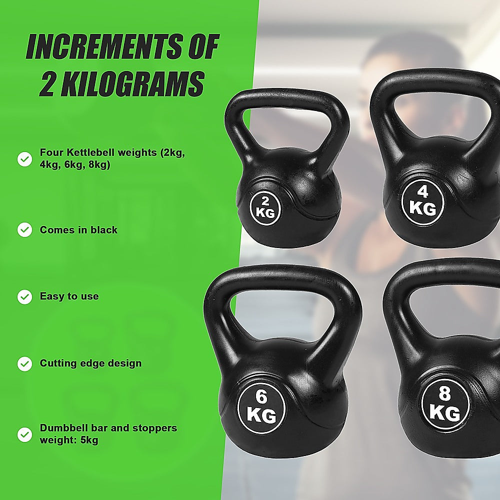 4pcs Exercise Kettle Bell Weight Set 20KG - FREE POSTAGE